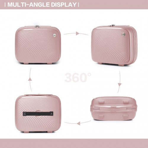 British Traveller 4 Pcs Set Spinner Hard Shell PP Suitcase With TSA Lock And Vanity Case - Nude