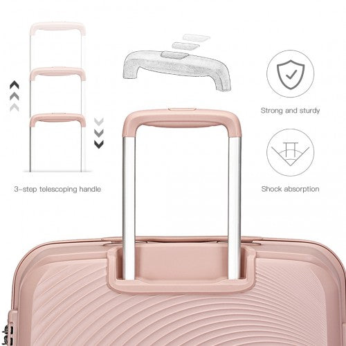 British Traveller 4 Pcs Set Spinner Hard Shell PP Suitcase With TSA Lock And Vanity Case - Nude