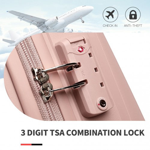 British Traveller 4 Pcs Set Spinner Hard Shell PP Suitcase With TSA Lock And Vanity Case - Nude