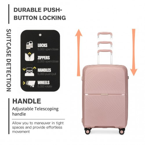 British Traveller 28 Inch Spinner Hard Shell PP Suitcase With TSA Lock - Nude/Pink