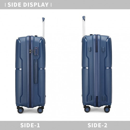 British Traveller 24 Inch Spinner Hard Shell PP Suitcase With TSA Lock - Navy