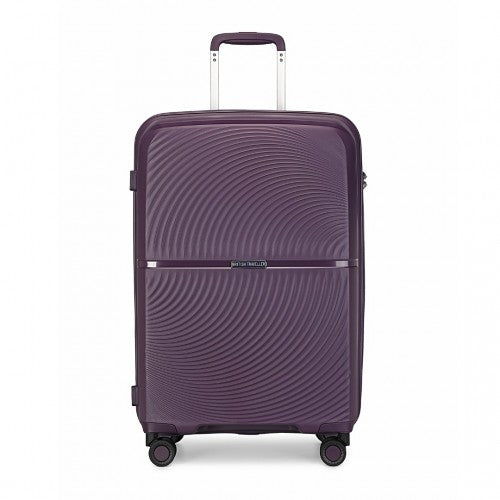 British Traveller 3 PCS 20/24/28 Inch Set Spinner Hard Shell PP Suitcase - TSA Lock - Purple