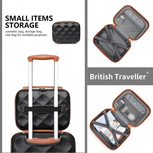 British Traveller 13 Inch Ultralight Abs And Polycarbonate Vanity Case - Black And Brown