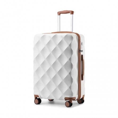 British Traveller 28 Inch Ultralight Abs And Polycarbonate Bumpy Diamond Suitcase With TSA Lock -  Cream