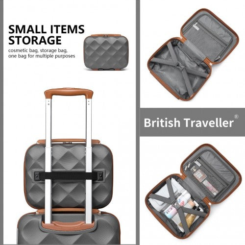 British Traveller 13 Inch Ultralight Abs And Polycarbonate Vanity Case - Grey And Brown