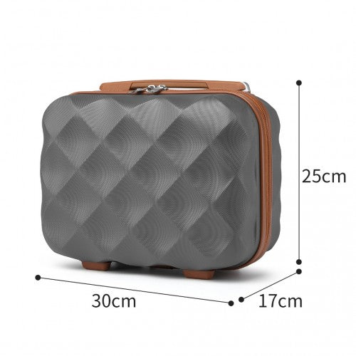 British Traveller 13 Inch Ultralight Abs And Polycarbonate Vanity Case - Grey And Brown