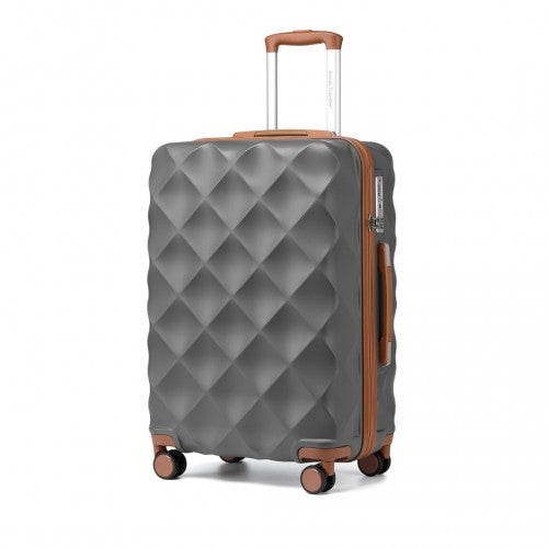 British Traveller 28 Inch Ultralight Abs And Polycarbonate Bumpy Diamond Suitcase With TSA Lock -  Grey And Brown