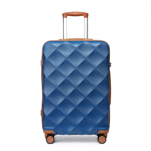 British Traveller 28 Inch Ultralight Abs And Polycarbonate Bumpy Diamond Suitcase With TSA Lock -  Navy And Brown