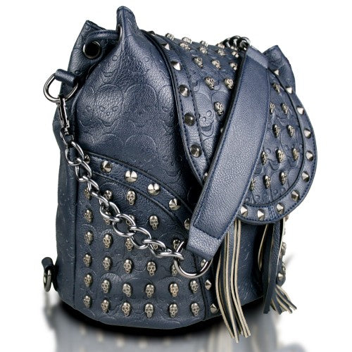 Miss Lulu Skull Studded Backpack Shoulder Bag