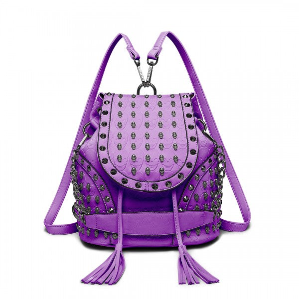 Miss Lulu Skull Studded Backpack Shoulder Bag