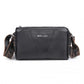 Miss Lulu Simple Elegant Wide Strap Genuine Leather Crossbody Bag - Black