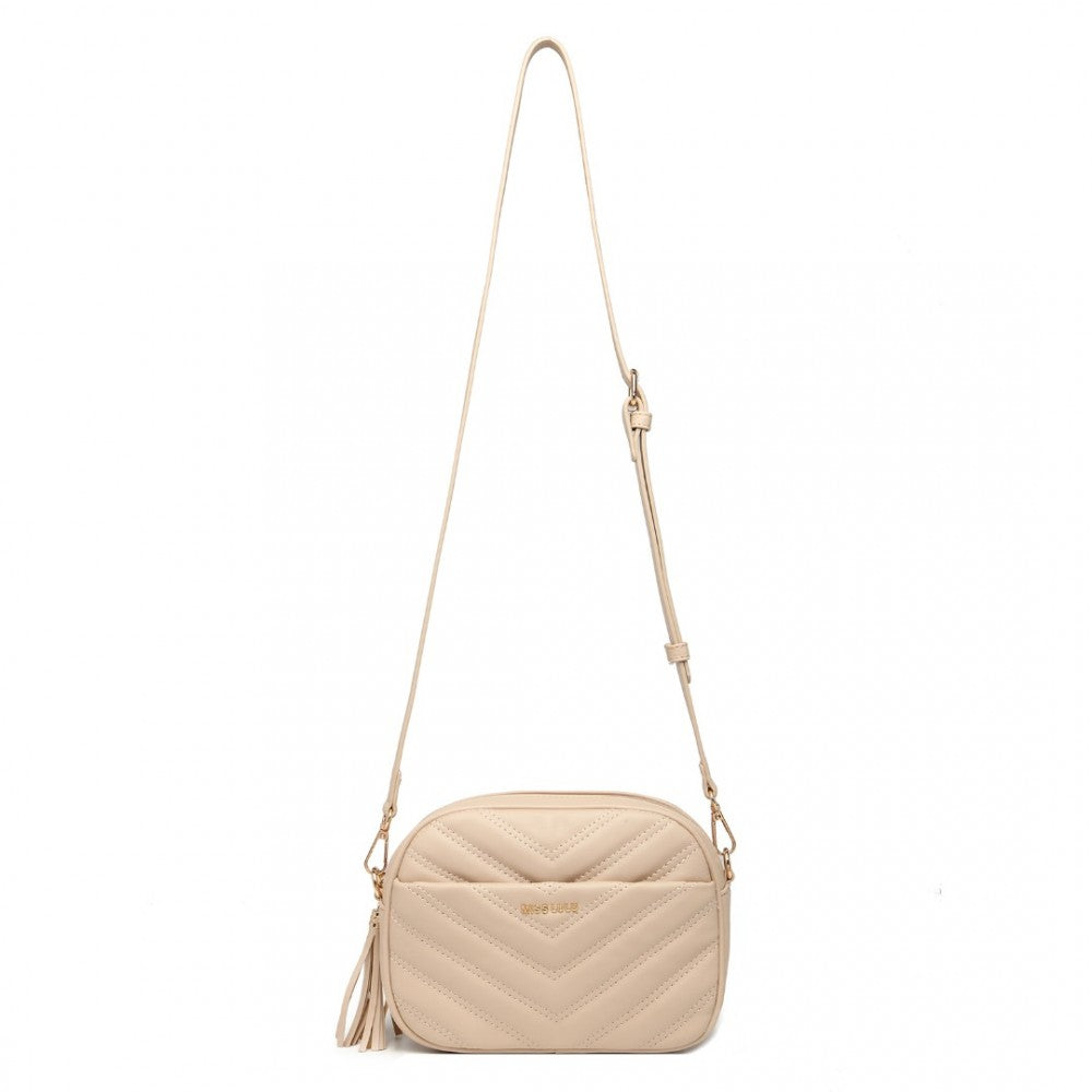 Miss Lulu Lightweight Quilted Leather Cross Body Bag - Khaki