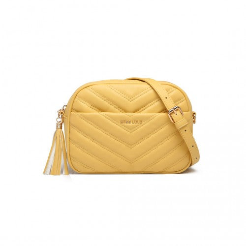 Miss Lulu Lightweight Quilted Leather Cross Body Bag - Yellow