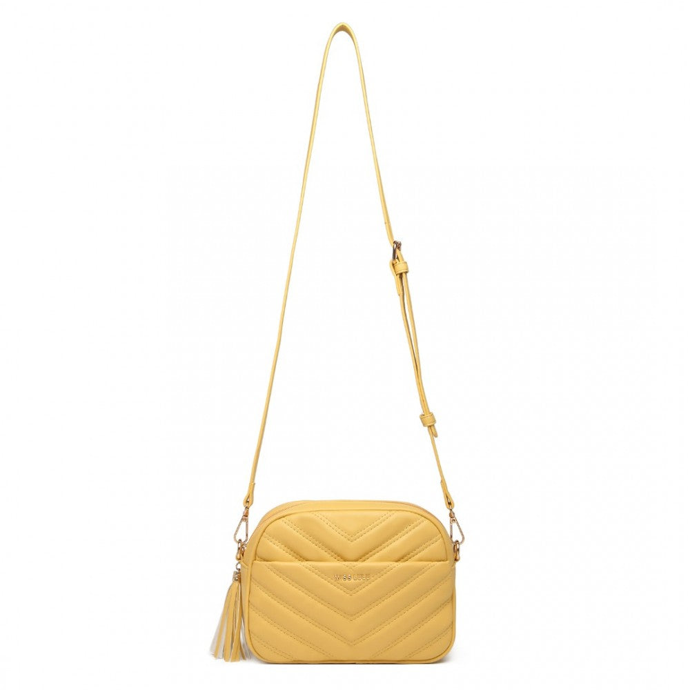 Miss Lulu Lightweight Quilted Leather Cross Body Bag - Yellow