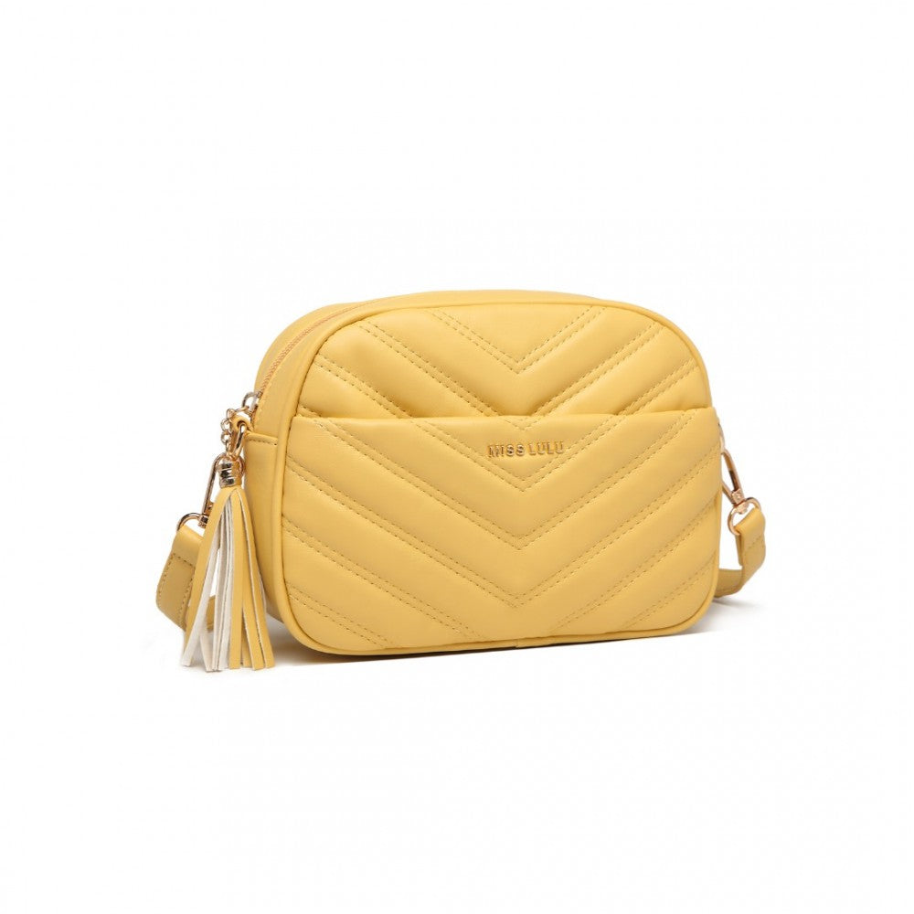 Miss Lulu Lightweight Quilted Leather Cross Body Bag - Yellow