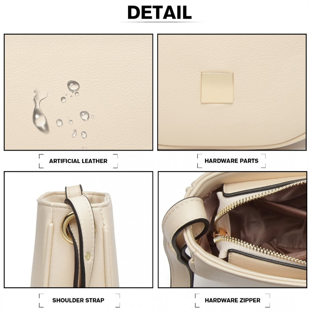 Miss Lulu Simple Cross-Body Handbag - Beige