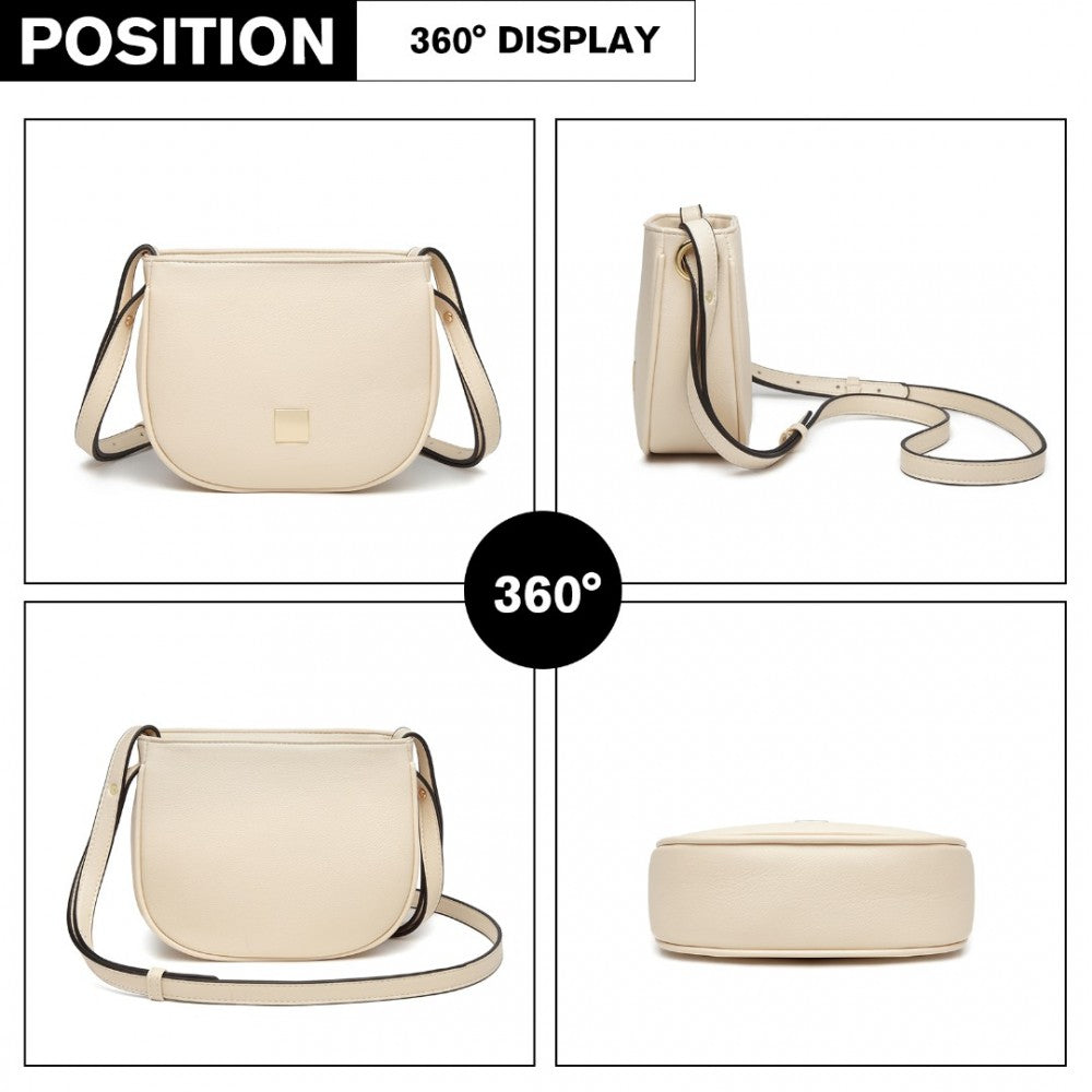 Miss Lulu Simple Cross-Body Handbag - Beige