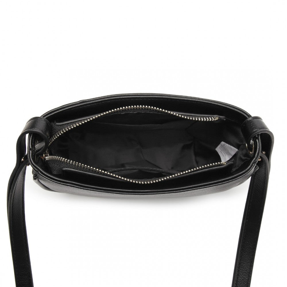 Miss Lulu Simple Cross-Body Handbag - Black