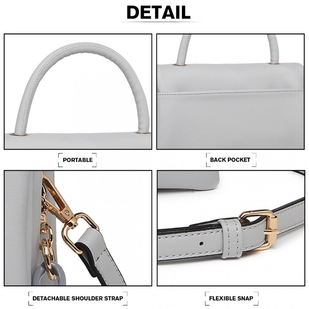 Miss Lulu Personality Versatile Chain Handbag Crossbody Bag - Grey