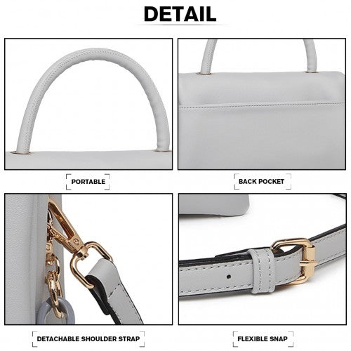 Miss Lulu Personality Versatile Chain Handbag Crossbody Bag - Grey