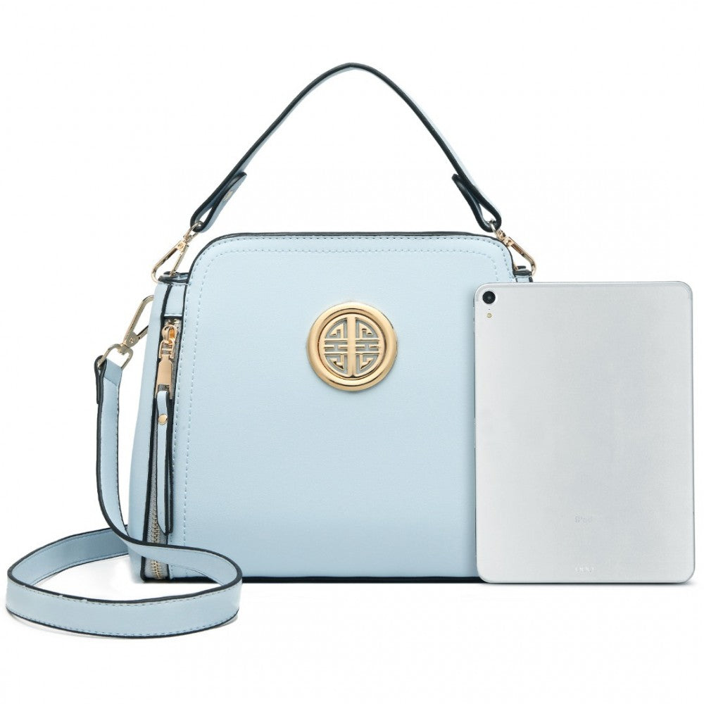 Miss Lulu Leather Look Practical Cross-Body Bag - Blue