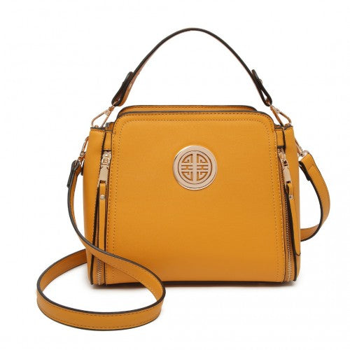 Miss Lulu Leather Look Practical Cross-Body Bag - Yellow