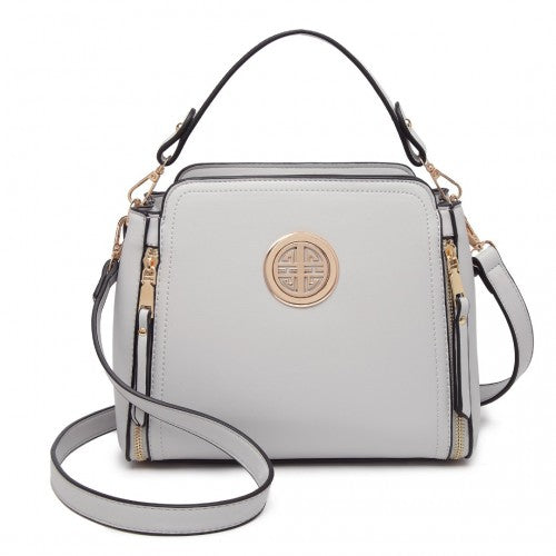 Miss Lulu Leather Look Practical Cross-Body Bag - Grey