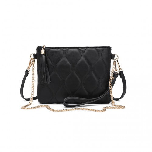 Miss Lulu Small PU Leather Soft Crossbody Bag - Black