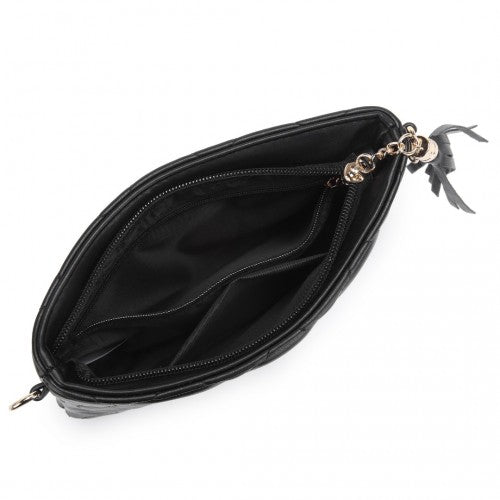 Miss Lulu Small PU Leather Soft Crossbody Bag - Black