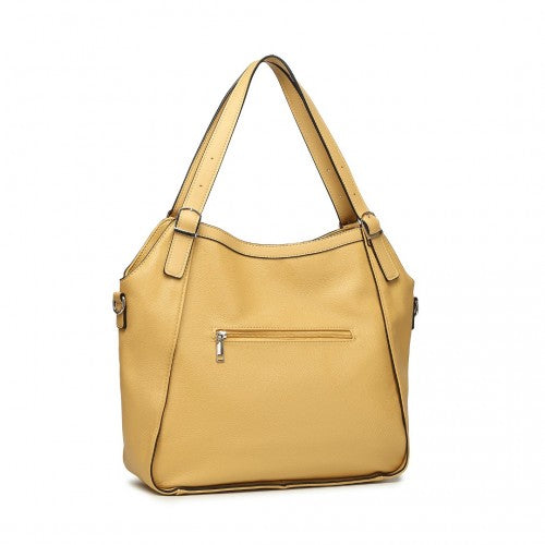 Miss Lulu Casual Shoulder Bag With Stylish Pleated Design - Yellow