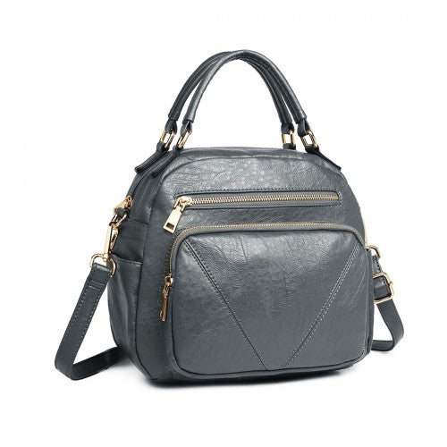 Miss Lulu Bowler Style Shoulder Bag - Grey