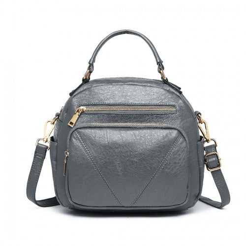 Miss Lulu Bowler Style Shoulder Bag - Grey