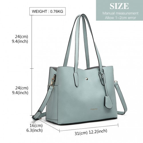 Miss Lulu Triple Compartment Tote Bag - Green