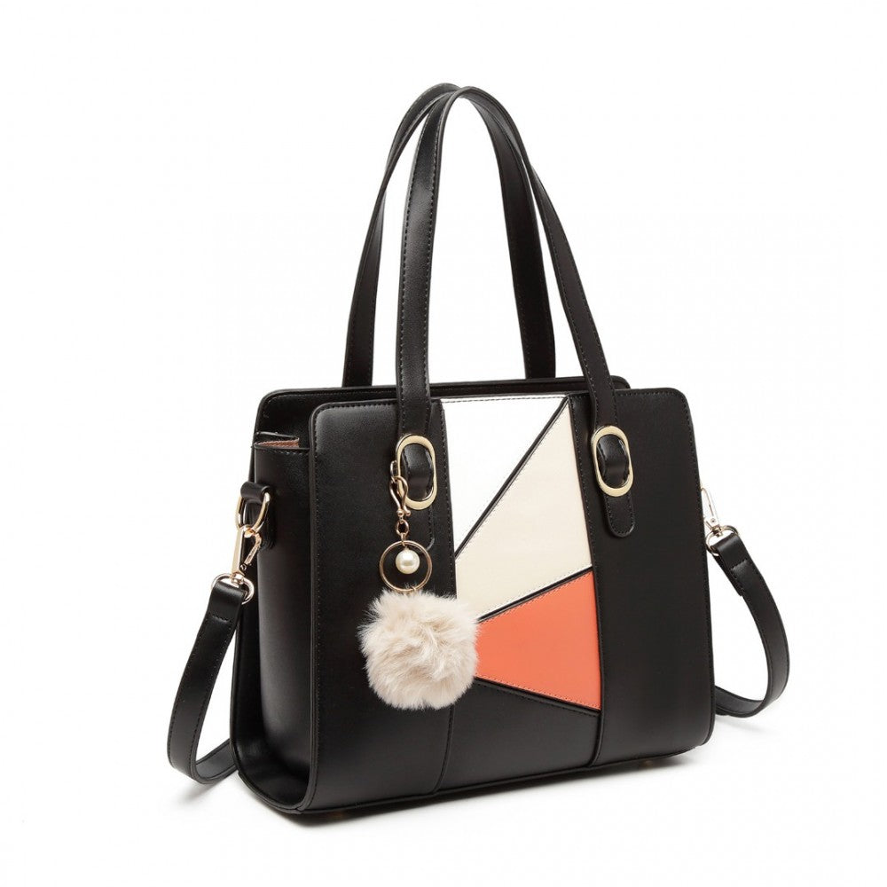 Miss Lulu Colour Block Cross-Body Handbag - Black