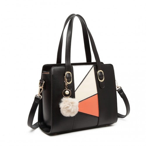 Miss Lulu Colour Block Cross-Body Handbag - Black