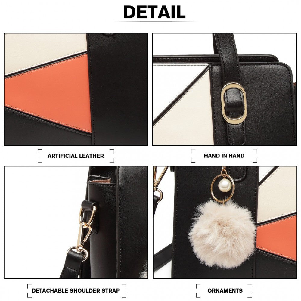 Miss Lulu Colour Block Cross-Body Handbag - Black