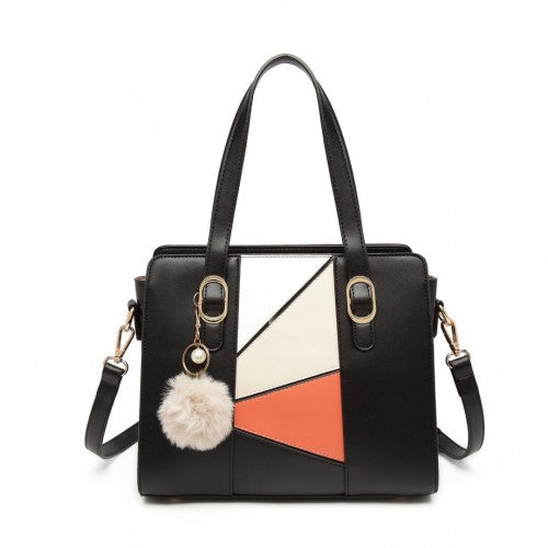 Miss Lulu Colour Block Cross-Body Handbag - Black