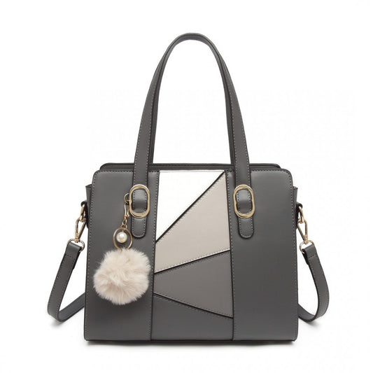 Miss Lulu Colour Block Cross-Body Handbag - Grey