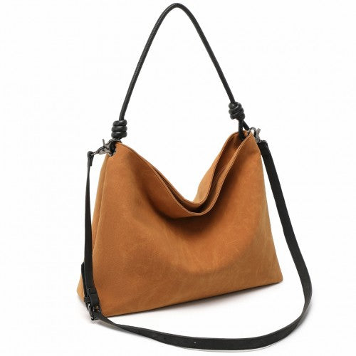 Miss Lulu Minimalist Chic Tote With Personality - Brown