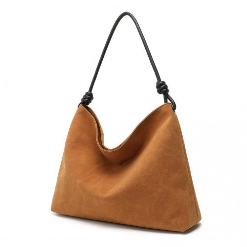 Miss Lulu Minimalist Chic Tote With Personality - Brown