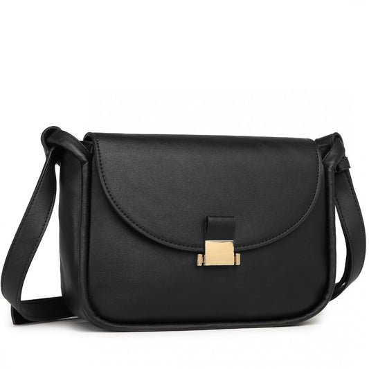 Miss Lulu Fashion Leather Commute Flap Small Square Bag - Black