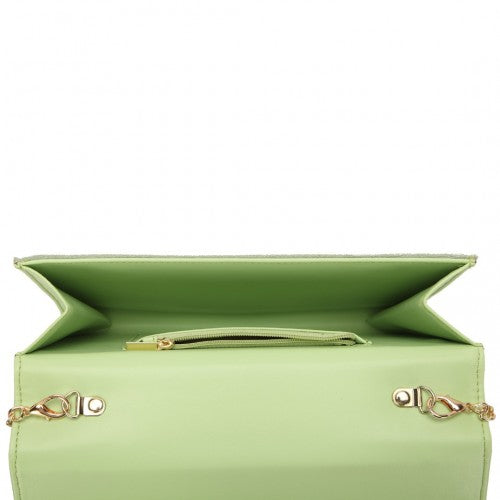 Miss Lulu Chevron Envelope Clutch Bag - Green