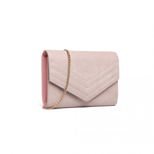 Miss Lulu Chevron Envelope Clutch Bag - Pink