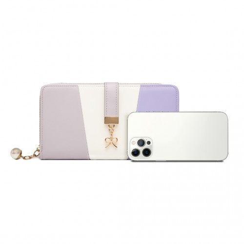 Miss Lulu Tri Colour Women's Leather Look Purse - Purple