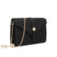 Miss Lulu V-Stitched Flap Leather Chain Bag - Black