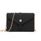 Miss Lulu V-Stitched Flap Leather Chain Bag - Black