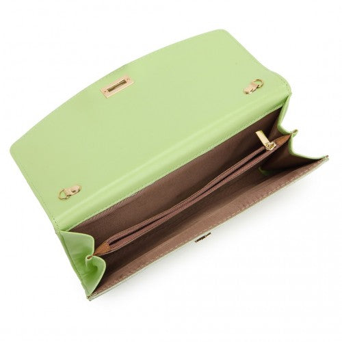 Lulu Elegant Flap Clutch Leather Chain Evening Bag - Green