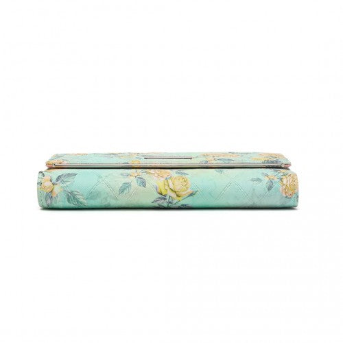 Miss Lulu Ladies' Flower Printed PU Leather Long Purse - Green