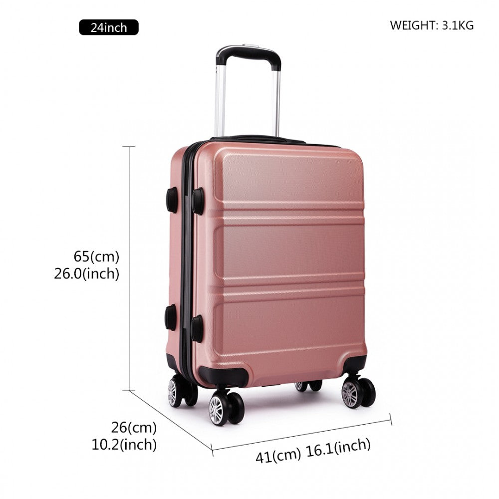 Kono Abs Sculpted Horizontal Design 24 Inch Suitcase - Nude