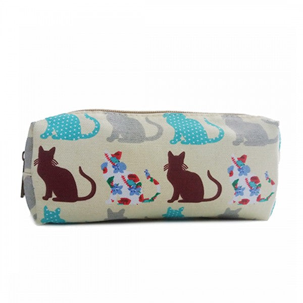 Miss Lulu Canvas Pencil Case Cat Beige